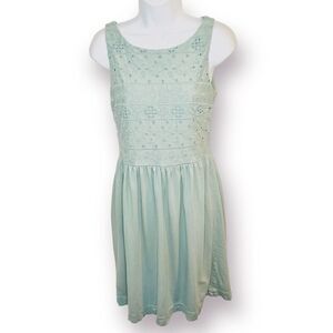 Ann Taylor LOFT Sleeveless Casual Eyelet Day Dress Mimi Seafoam Green 2